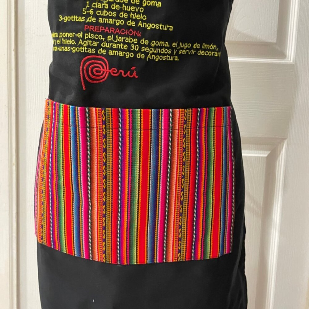 APRON PERUVIAN GRUNGE INKA WITH PISCO SOUR RECIPE ONE SIZE PERFECT GIFT - Picture 5 of 8